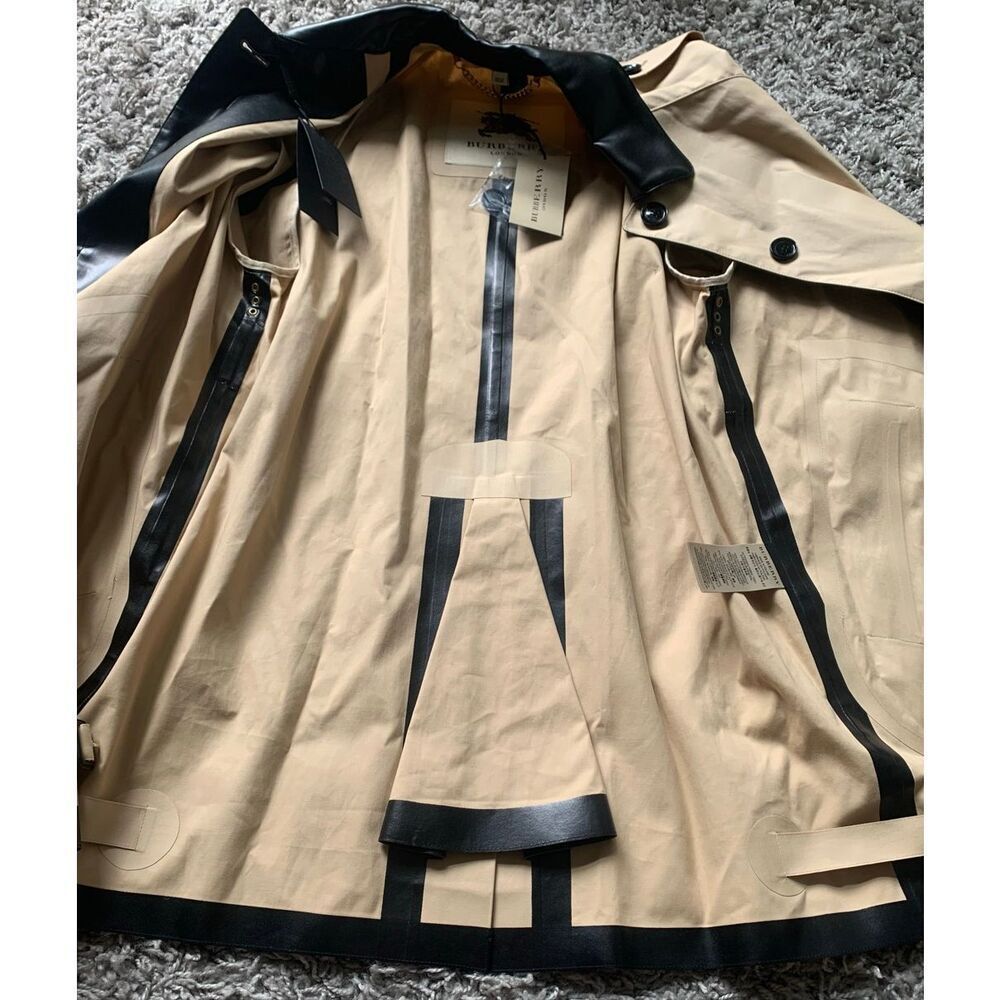 NEW NWT BURBERRY LONDON tan LEATHER COLLAR Trench Coat Jacket sz US 10 - Picture 12 of 15